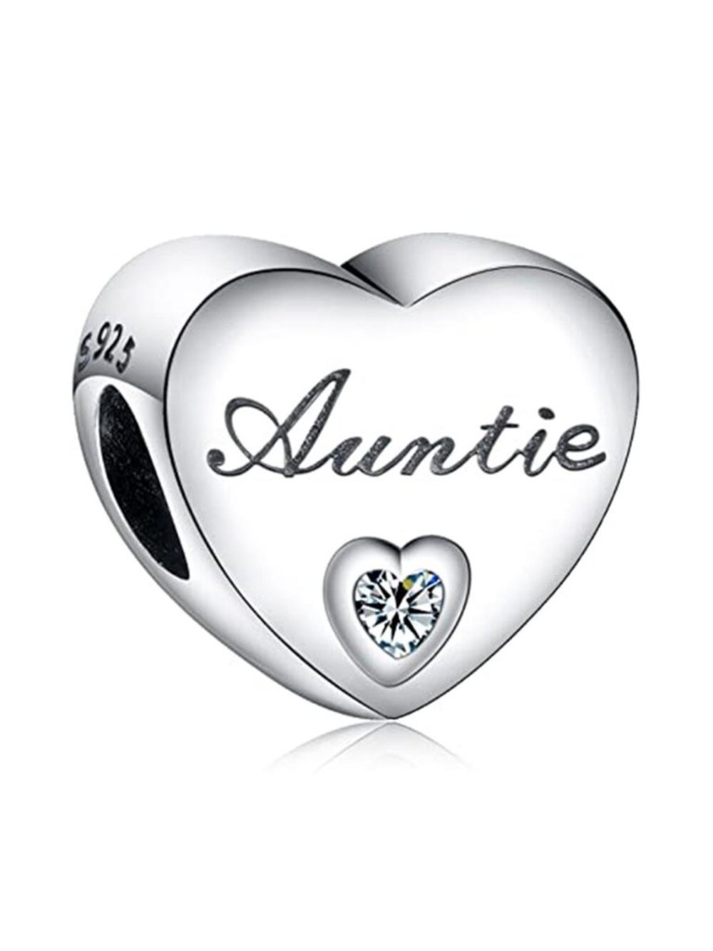 Sterling Silver Charm Bead Cubic Zirconia European Bracelet Necklace Fit